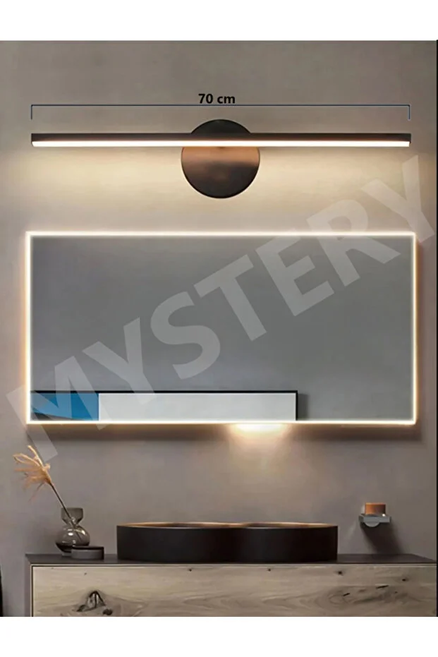 Siyah Banyo Duvar Ayna Tablo Koridor Cafe Hotel Aydınlatması Led Flüt Aplik Günışığı